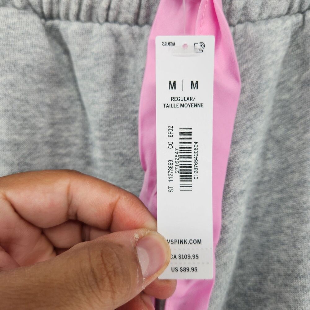 PINK x LoveShackFancy M Long Heather Grey Wide Leg Sweatpants NWT - Picture 4 of 8